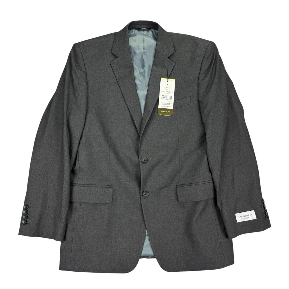 Haggar Mens Premium Stretch Classic Fit Suit Jacket Dark Gray 40R